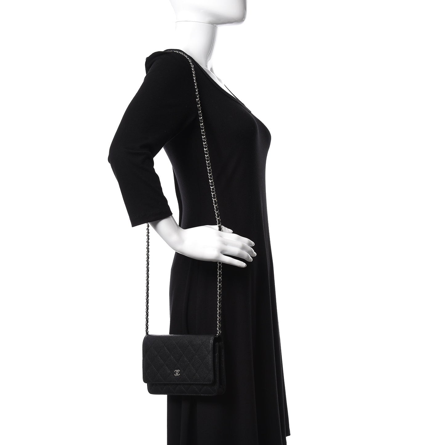 Caviar Quilted Wallet On Chain WOC Black