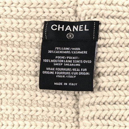 Chanel Cashmere Suede Quilted CC Scarf Beige 3 of 3