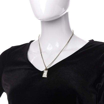 Chanel Crystal Dog Tag Charm Necklace Gold 3 of 7