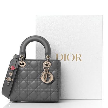 Christian Dior Lambskin Cannage Small My ABCDior Lady Dior Grey 9 of 9