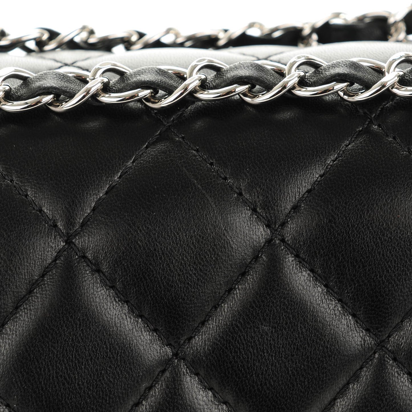 Lambskin Quilted Large Geometric Flap Black