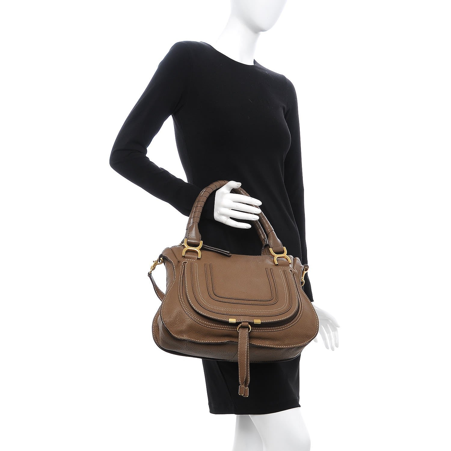Chloe Calfskin Medium Marcie Satchel Barbour Khaki 3 of 8