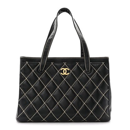 Chanel Calfskin Wild Stitch Medium Tote Black 1 of 10