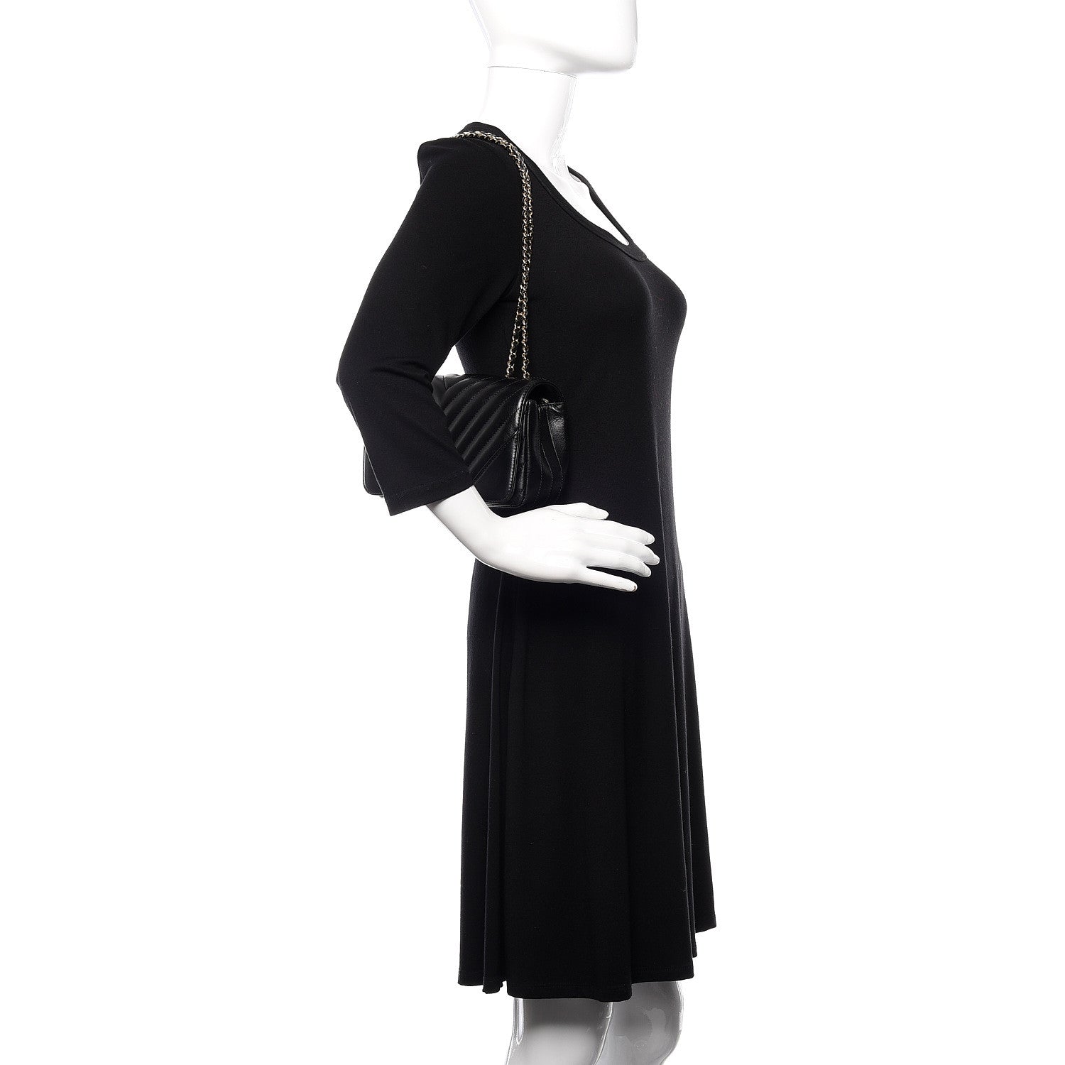 Chanel Calfskin Chevron Quilted Small Statement Flap Black 2 of 12