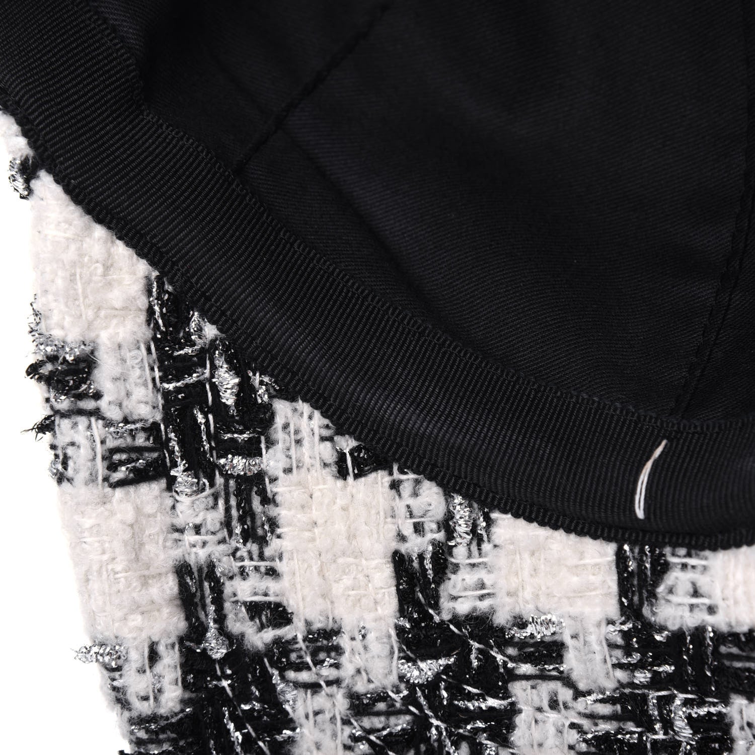 Chanel Tweed CC Cap Hat M Black White 8 of 12
