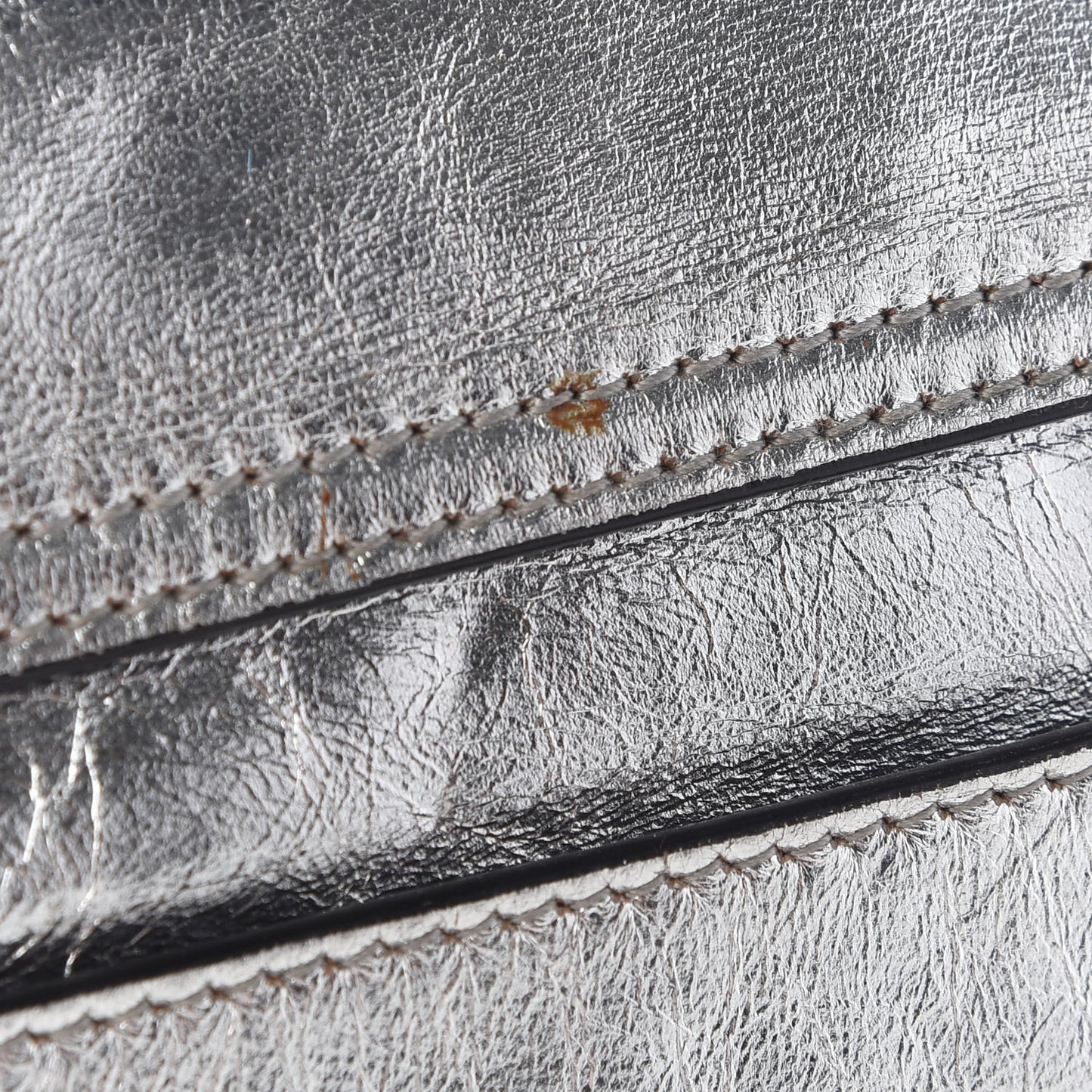 Metallic Lambskin PS1 Tiny Satchel Silver