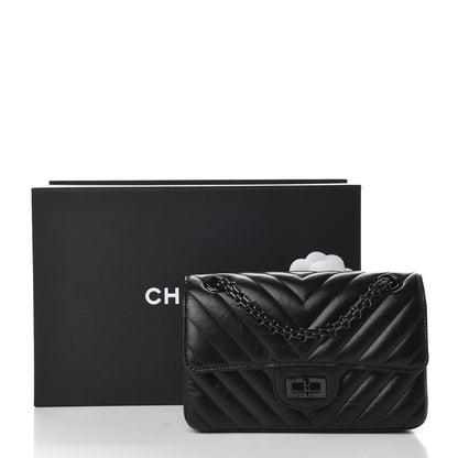 Chanel Aged Calfskin Chevron Quilted 2.55 Reissue Mini Flap So Black 11 of 14