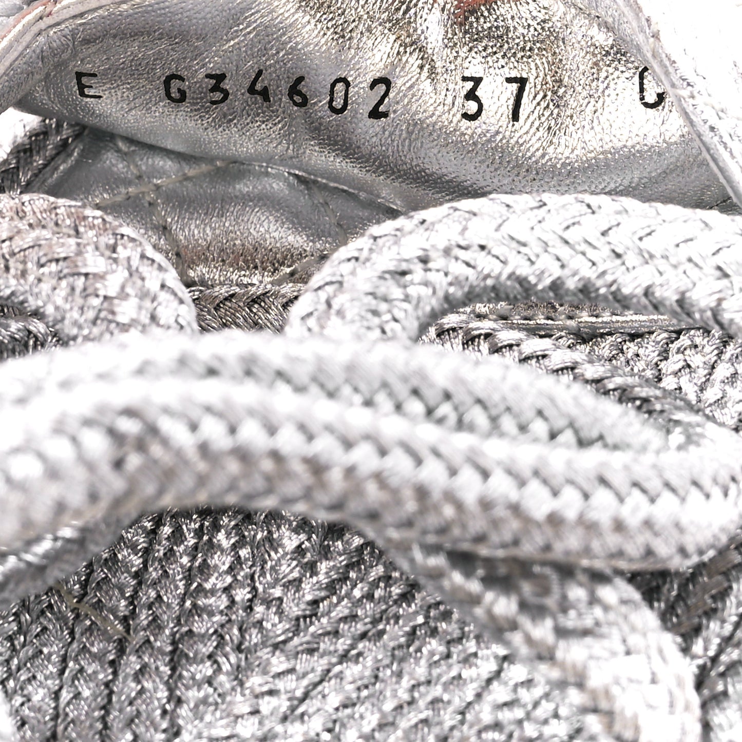 Metallic Cord Lambskin Quilted Logo Sandals 37 Black