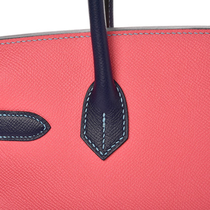 Hermes Epsom Horseshoe Birkin 30 Rose Azalee Bleu Saphir 27 of 32