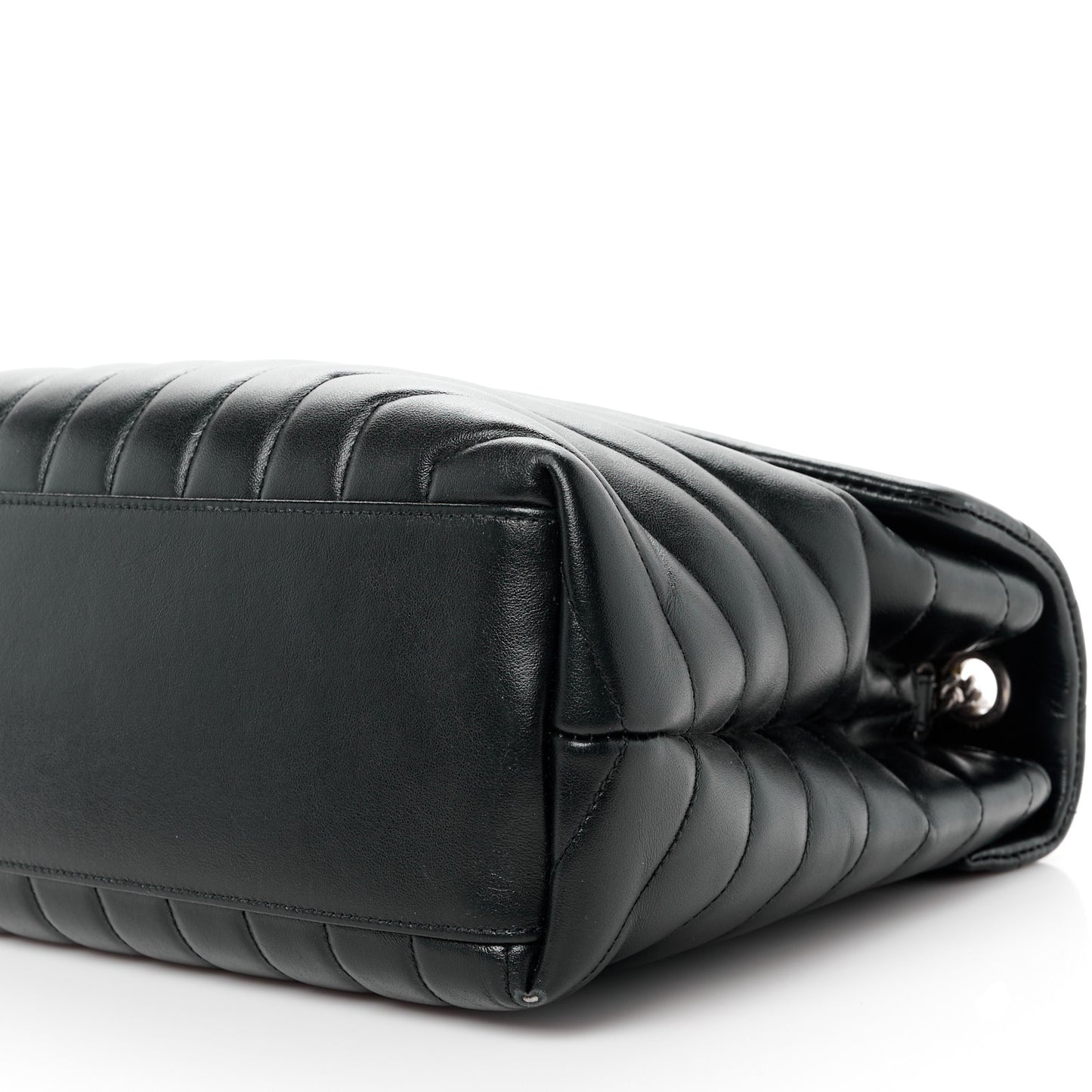 Calfskin Y Quilted Monogram Medium Loulou Chain Satchel Black