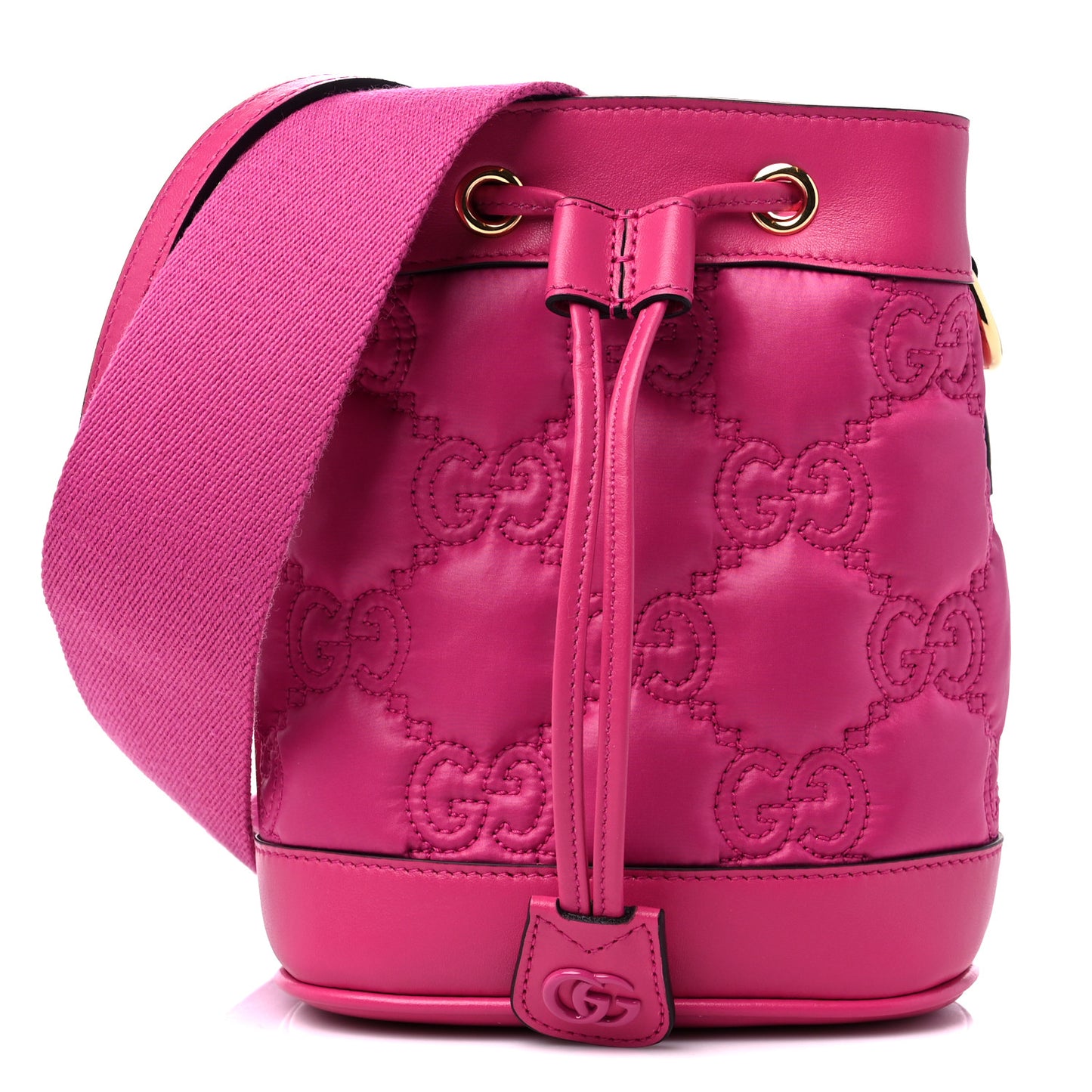 Nylon Calfskin Enamel GG Matelasse Bucket Bag Lovely