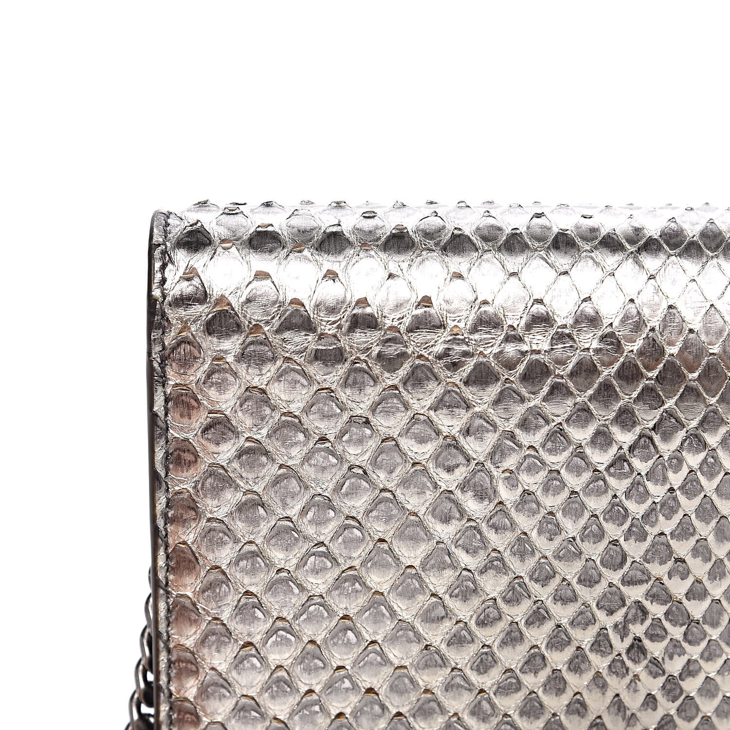 Saint Laurent Metallic Python Calfskin Embossed Classic Monogram Kate Tassel Chain Wallet Anthracite 12 of 13