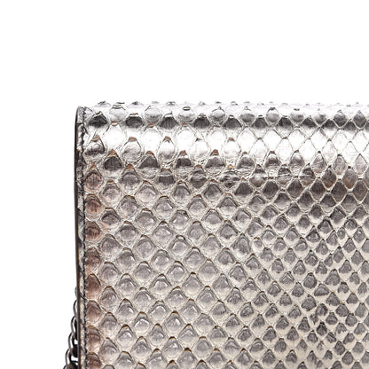 Saint Laurent Metallic Python Calfskin Embossed Classic Monogram Kate Tassel Chain Wallet Anthracite 12 of 13