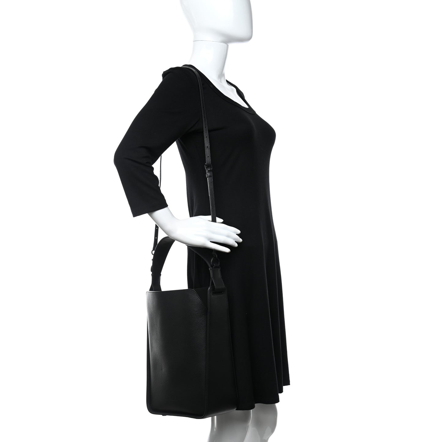 Calfskin Logo Embossed Small Tool 2.0 North-South Tote Black