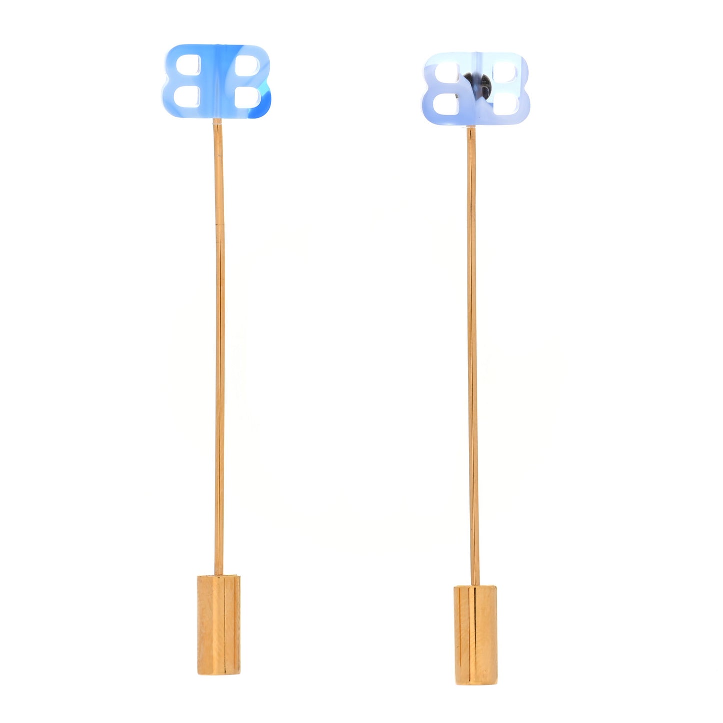 Metal BB Pin Earrings Gold Blue