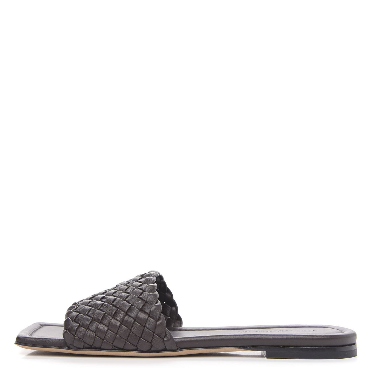 Nappa Intrecciato Squared Toe Flat Sandals 37 Espresso