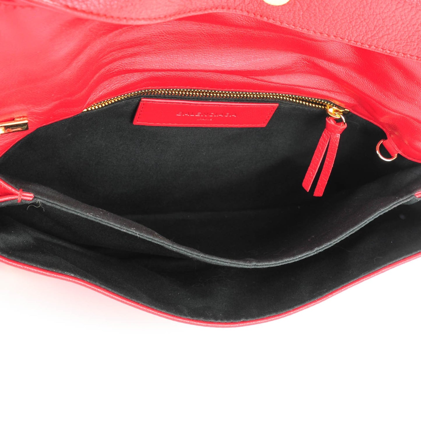 Chevre Gold Metallic Edge Hardware Envelope Clutch Rouge Grenade