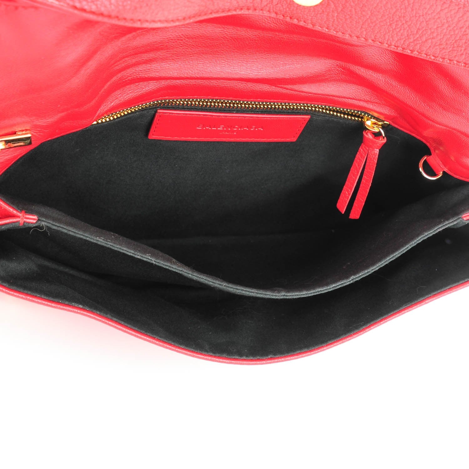 Balenciaga Chevre Gold Metallic Edge Hardware Envelope Clutch Rouge Grenade 8 of 16