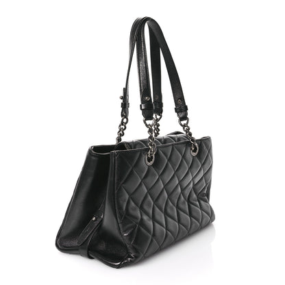 Chanel Metallic Goatskin Quilted Large City Rock Shopping Bag Black 3 of 11