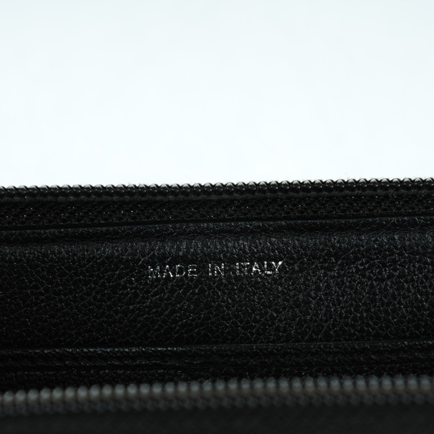 Goatskin Camellia Embossed Zip Around Wallet Black