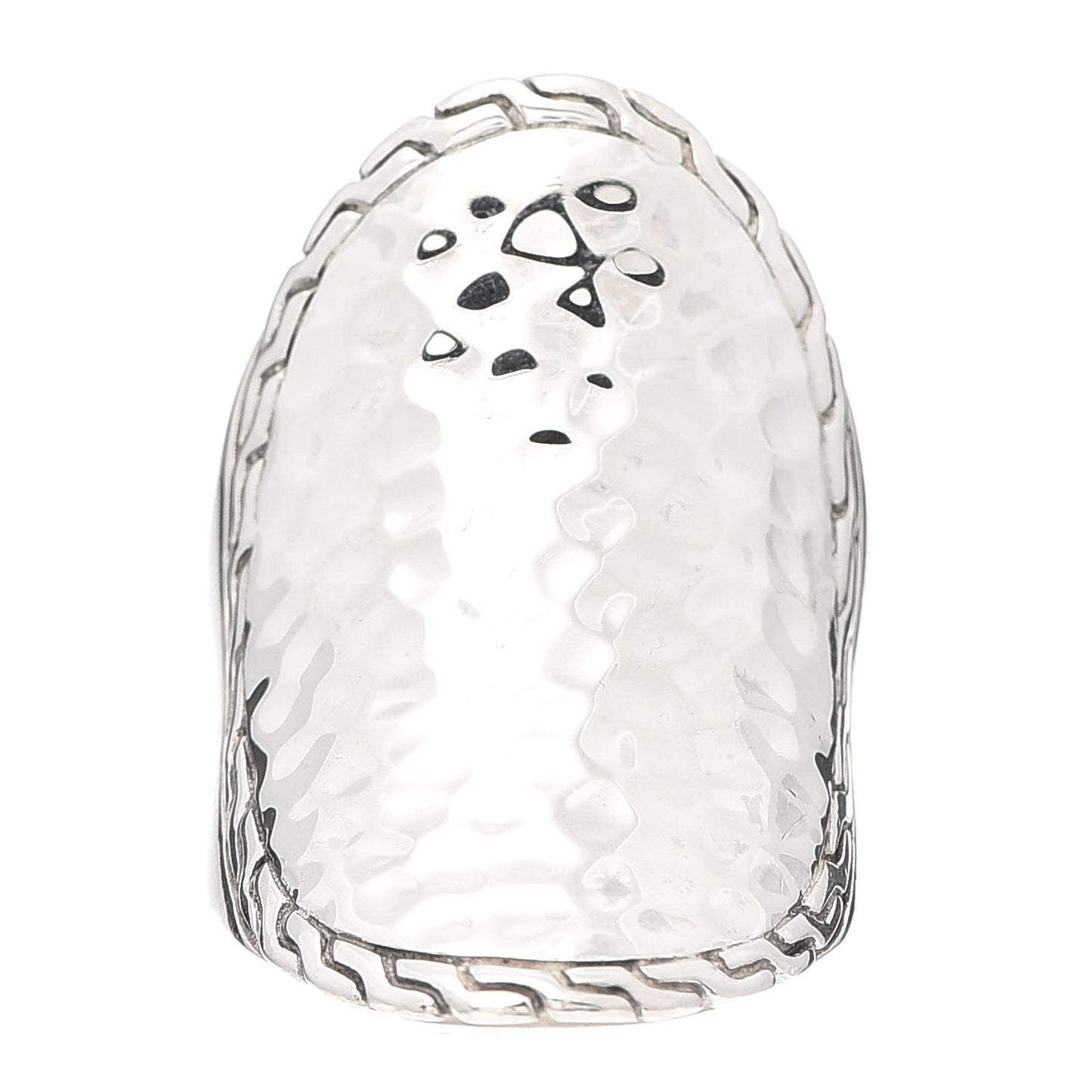Sterling Silver Classic Chain Hammered Oval Saddle Ring 56 7.5