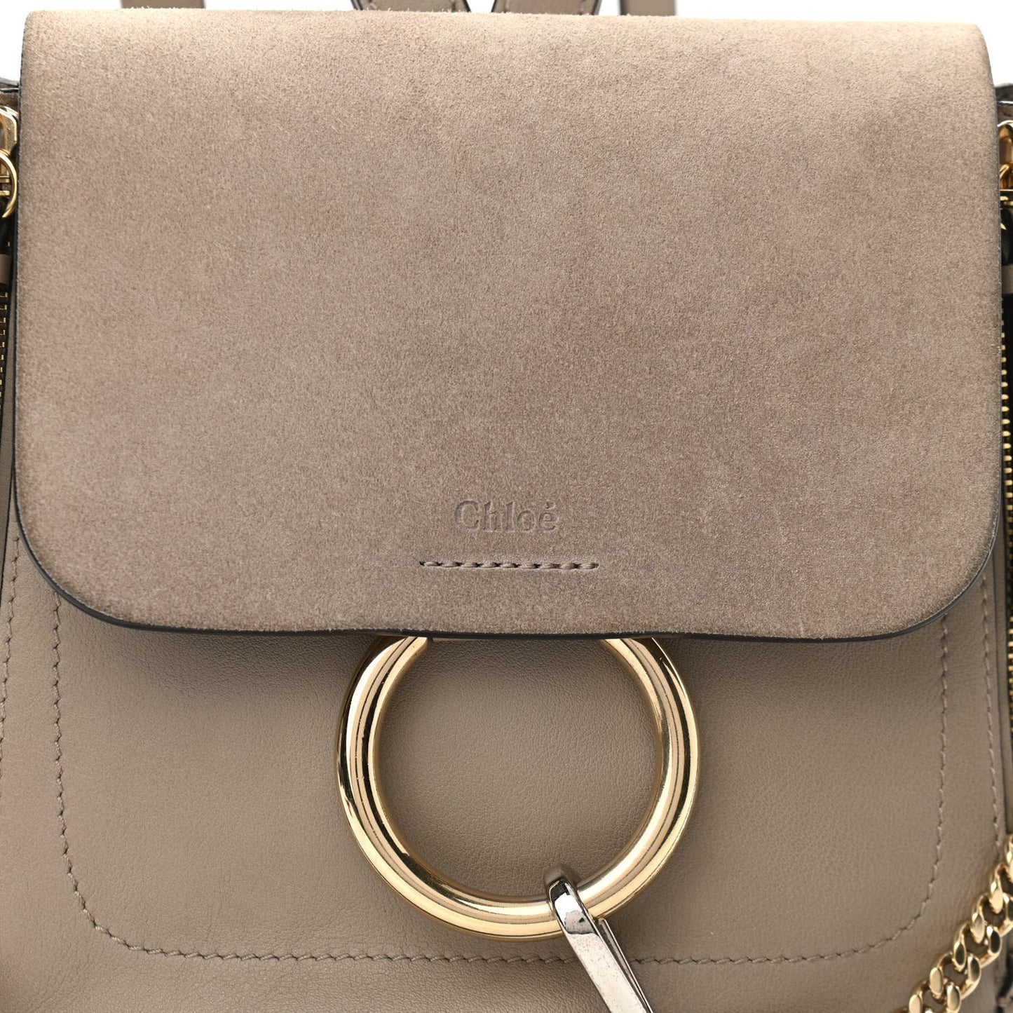 Suede Calfskin Small Faye Backpack Motty Grey