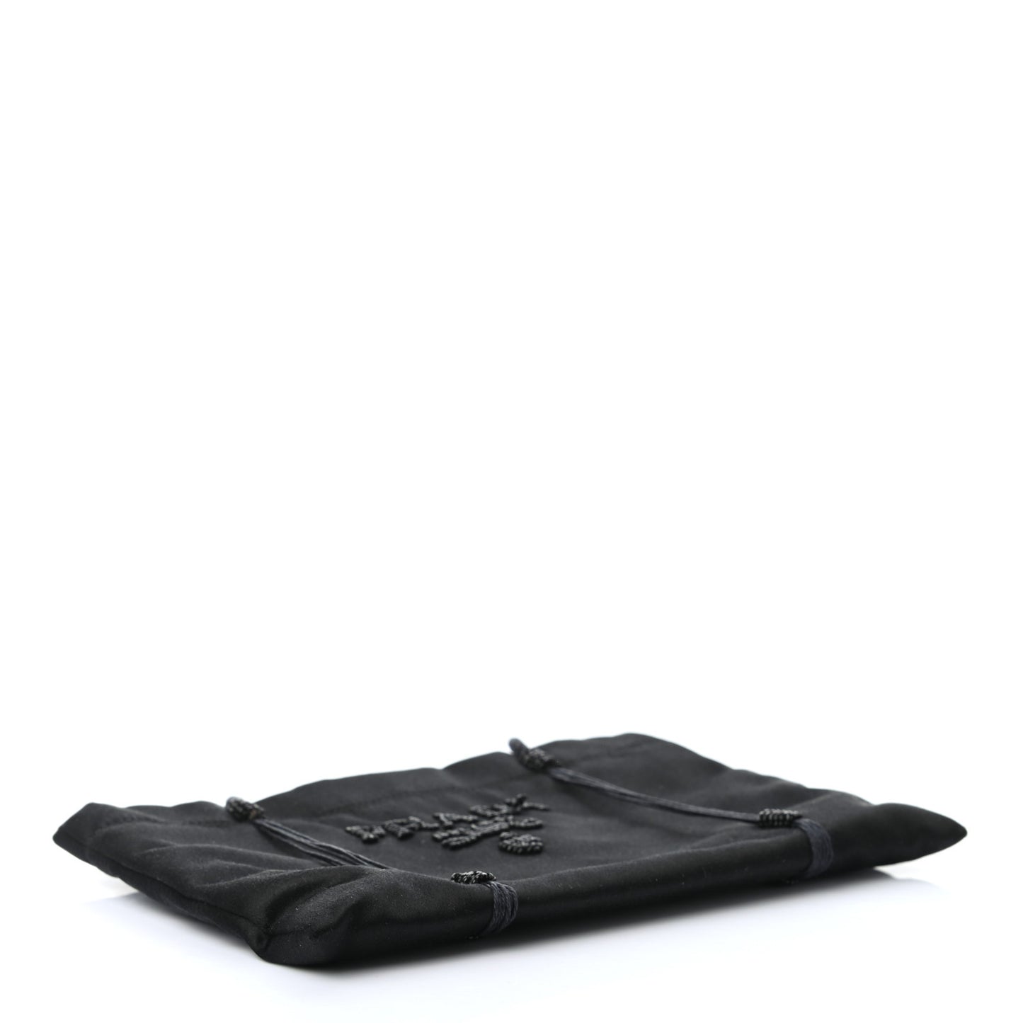 Satin Beaded Mini Tote Bag Black
