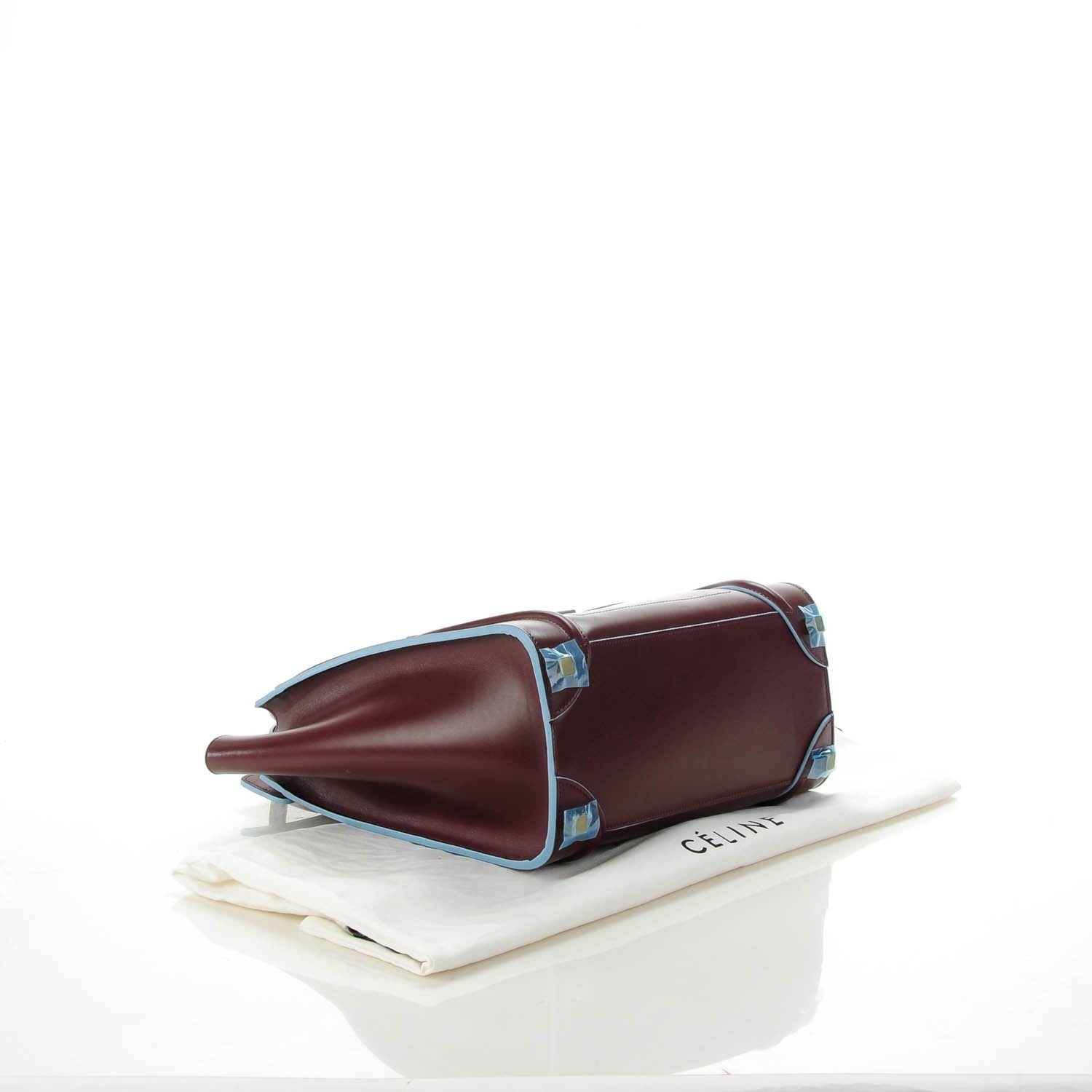 Celine Palmelato Micro Luggage Burgundy Azur Blue 4 of 7