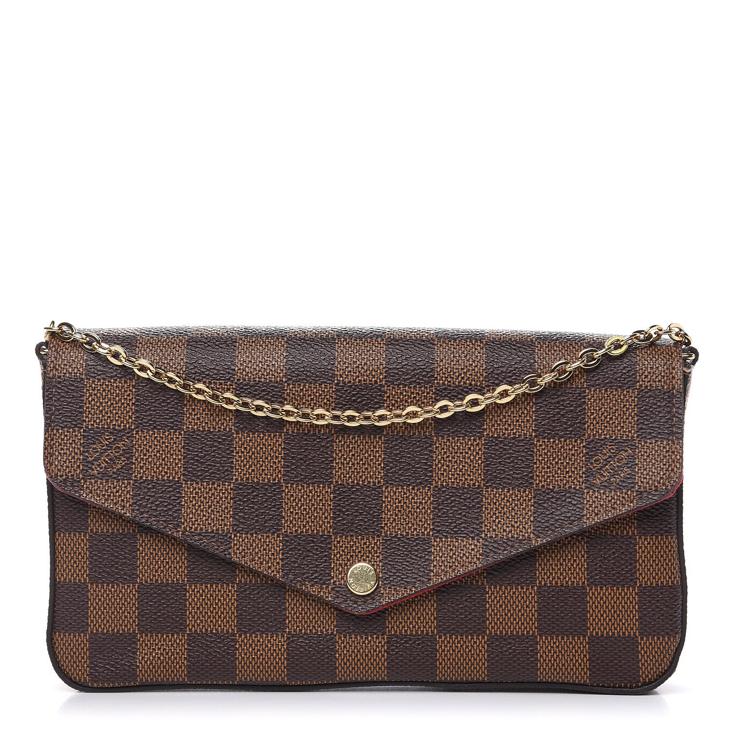 Louis Vuitton Damier Ebene Pochette Felicie Chain Wallet 1 of 14