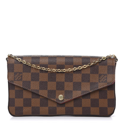 Louis Vuitton Damier Ebene Pochette Felicie Chain Wallet 1 of 14