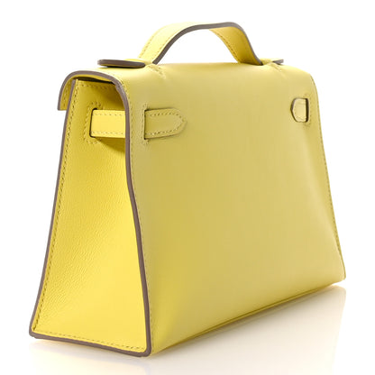 Hermes Swift Kelly Pochette Clutch Lime 3 of 11