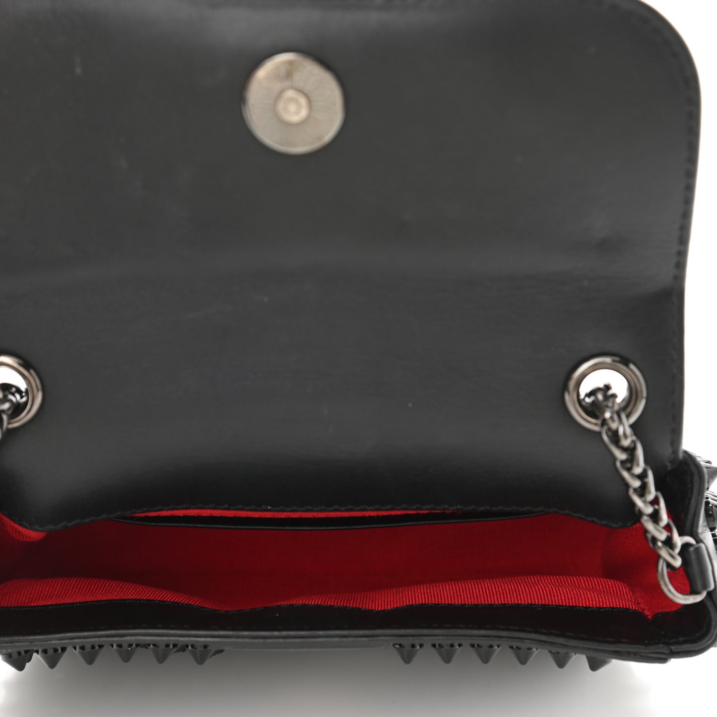 Calfskin Spikes Sweety Charity Crossbody Bag Black