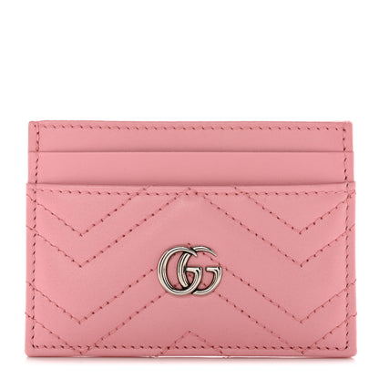 Gucci Calfskin Matelasse GG Marmont Card Holder Wild Rose 1 of 7