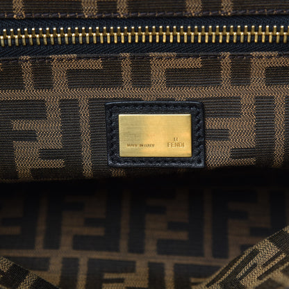 Fendi Goatskin Zucca Large Peekaboo Iconic Satchel Black Tobacco 7 of 10