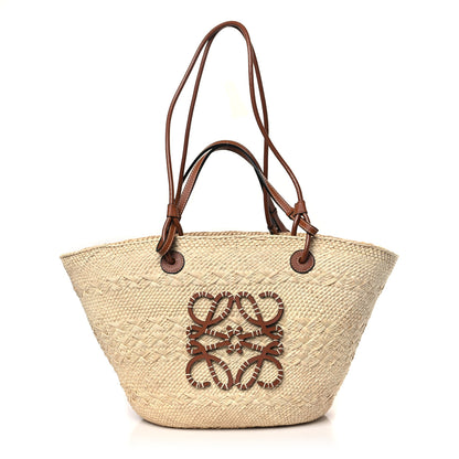 Loewe Calfskin Raffia Small Anagram Basket Tote Bag Natural Tan 1 of 9