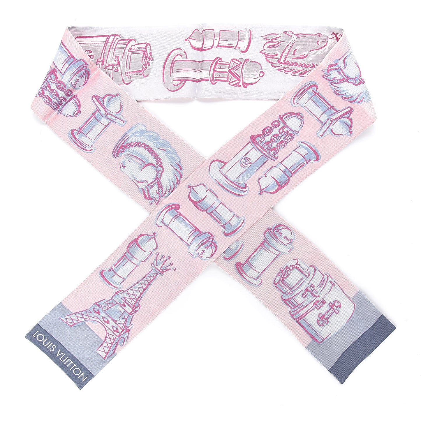 Silk Chess Bandeau Blue Ciel