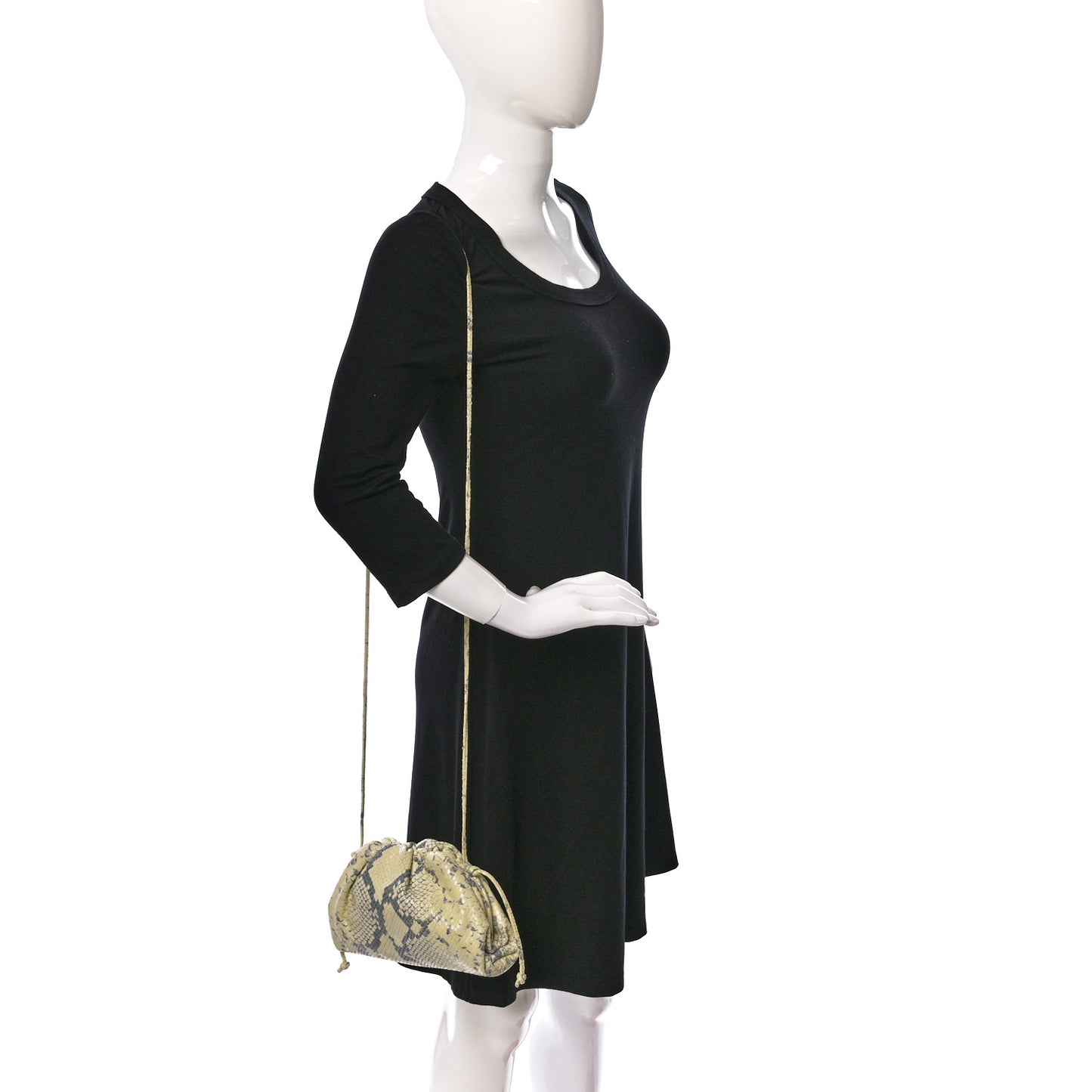 Goatskin Python Embossed The Mini Pouch Kiwi Black Silver