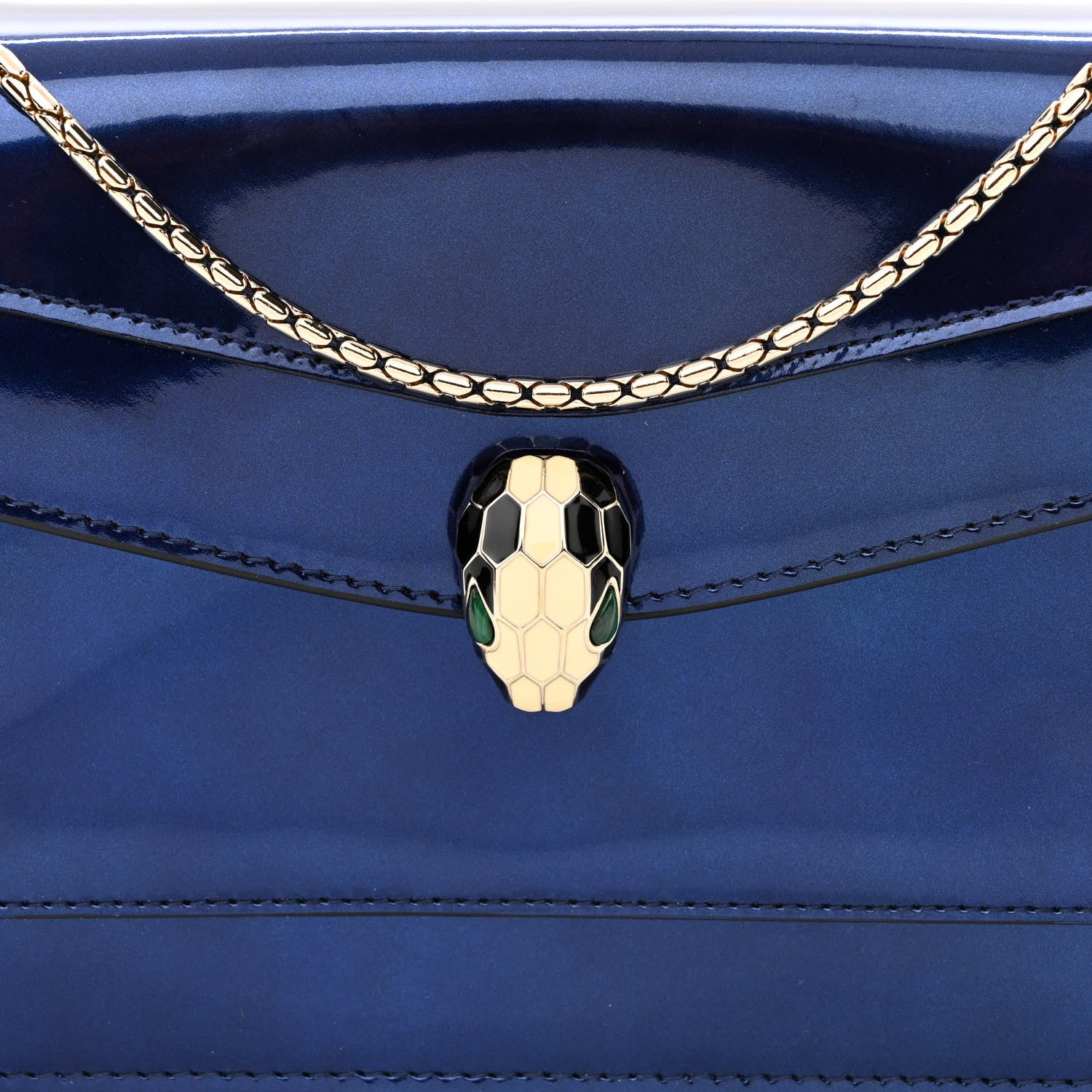 Bulgari Metallic Serpenti Forever Chain Wallet Dark Blue 8 of 11