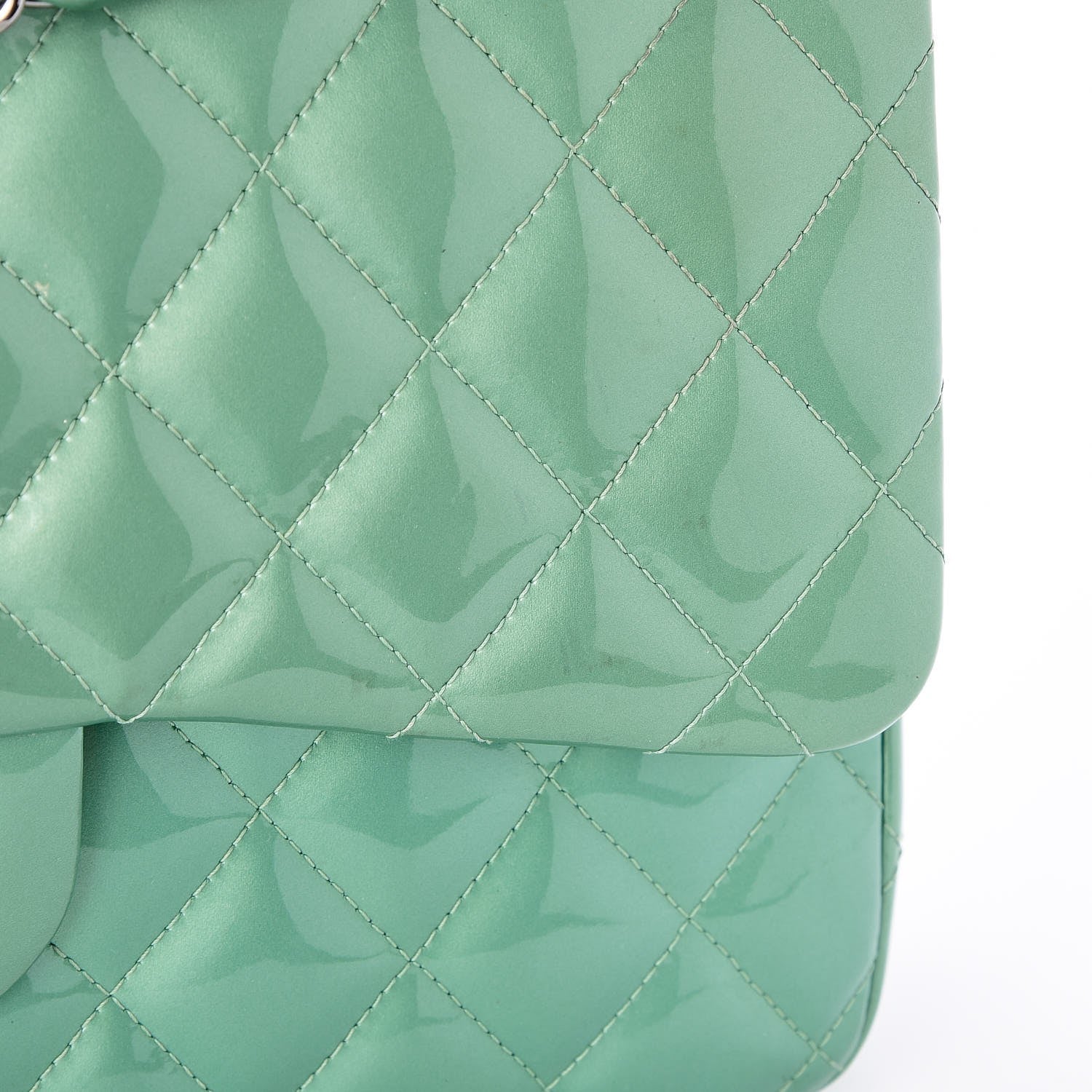 Chanel Patent Quilted Jumbo Double Flap Green 10 of 11