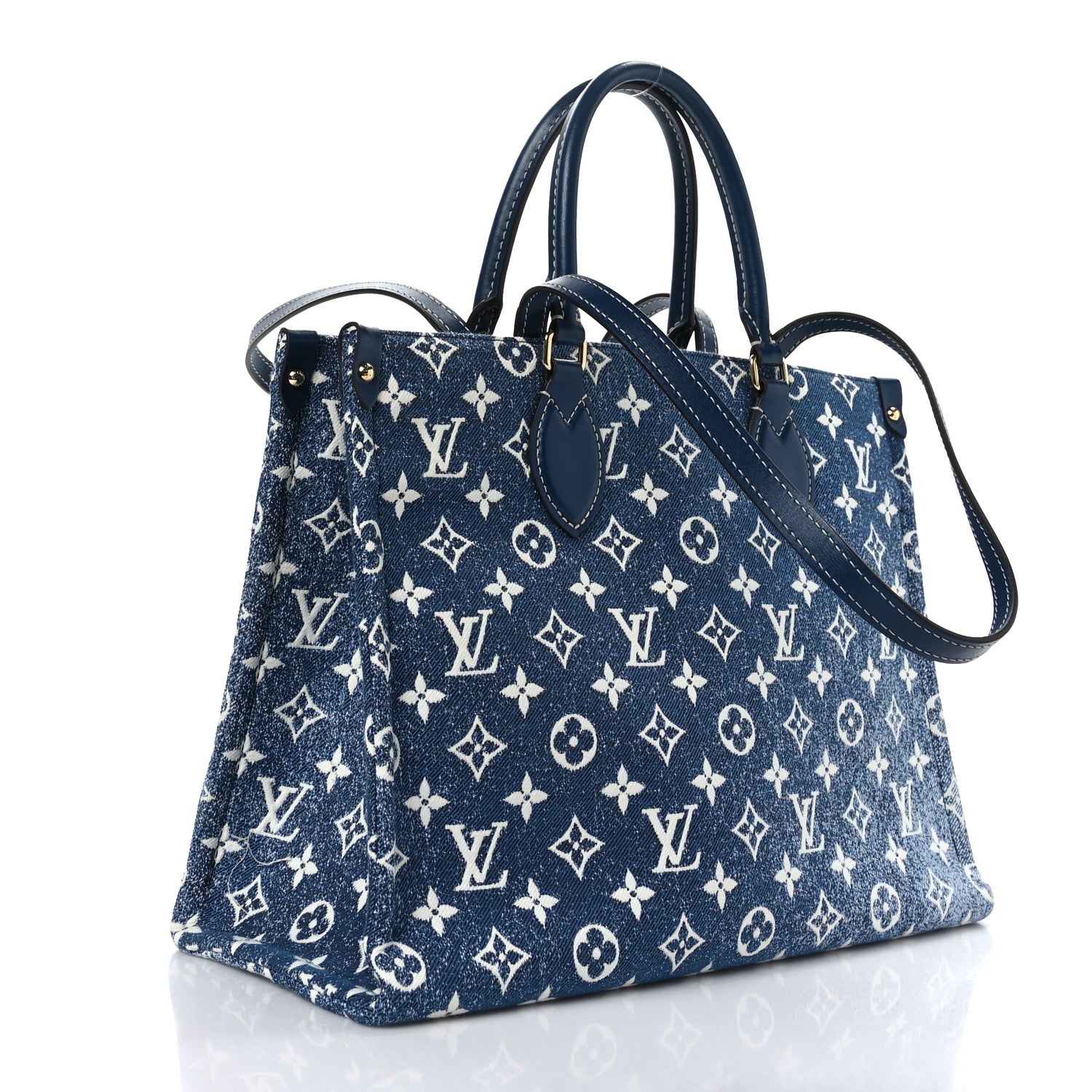 Louis Vuitton Monogram Jacquard Denim Onthego MM Bleu 3 of 8