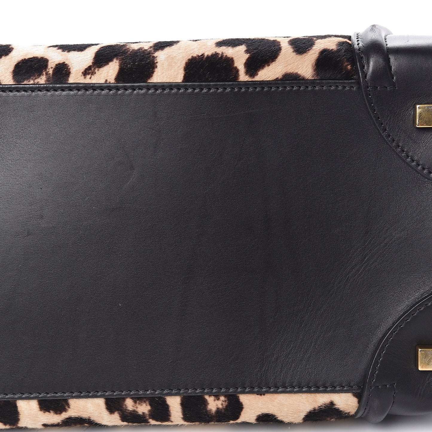 Leopard Pony Hair Mini Luggage Brown