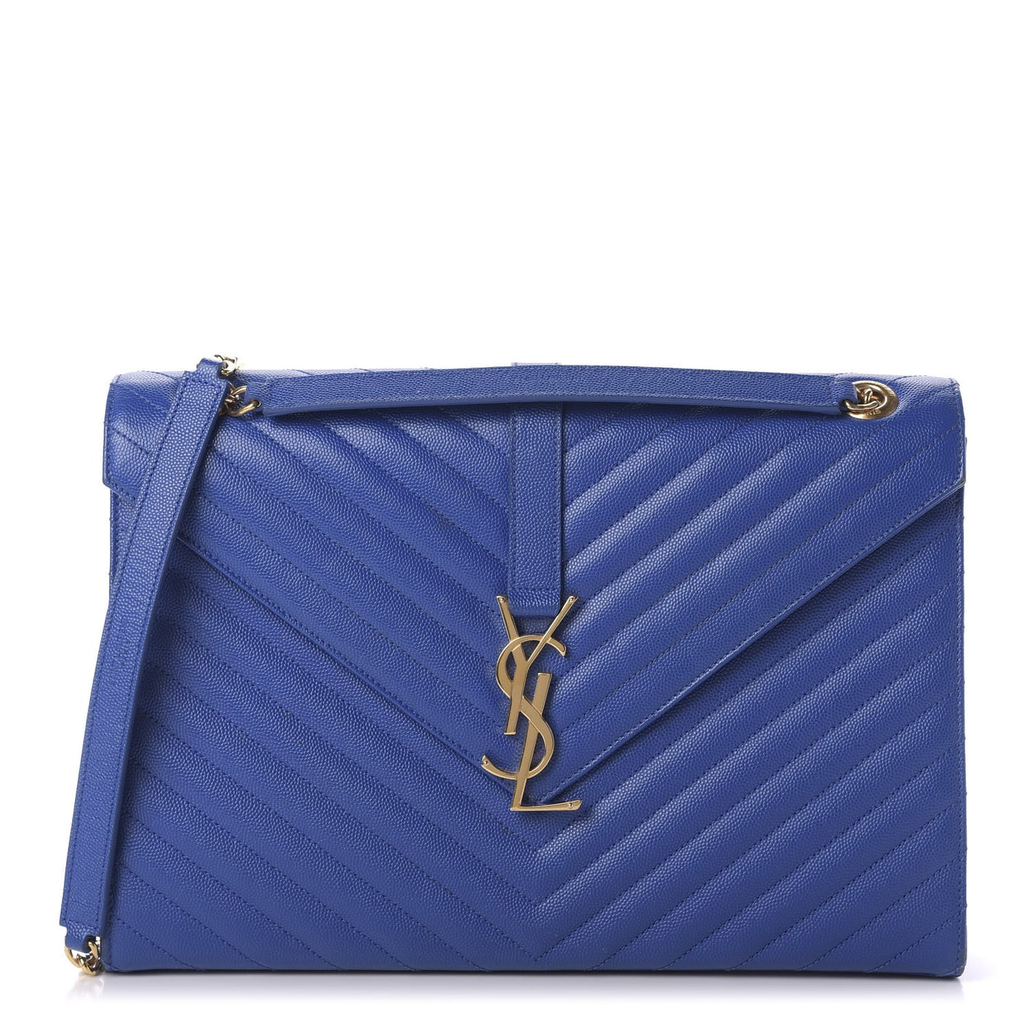 Grain De Poudre Matelasse Chevron Large Monogram Satchel Blue Majorelle