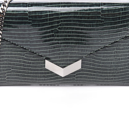 Jimmy Choo Patent Lizard Embossed Chain Clutch Green 10 of 10