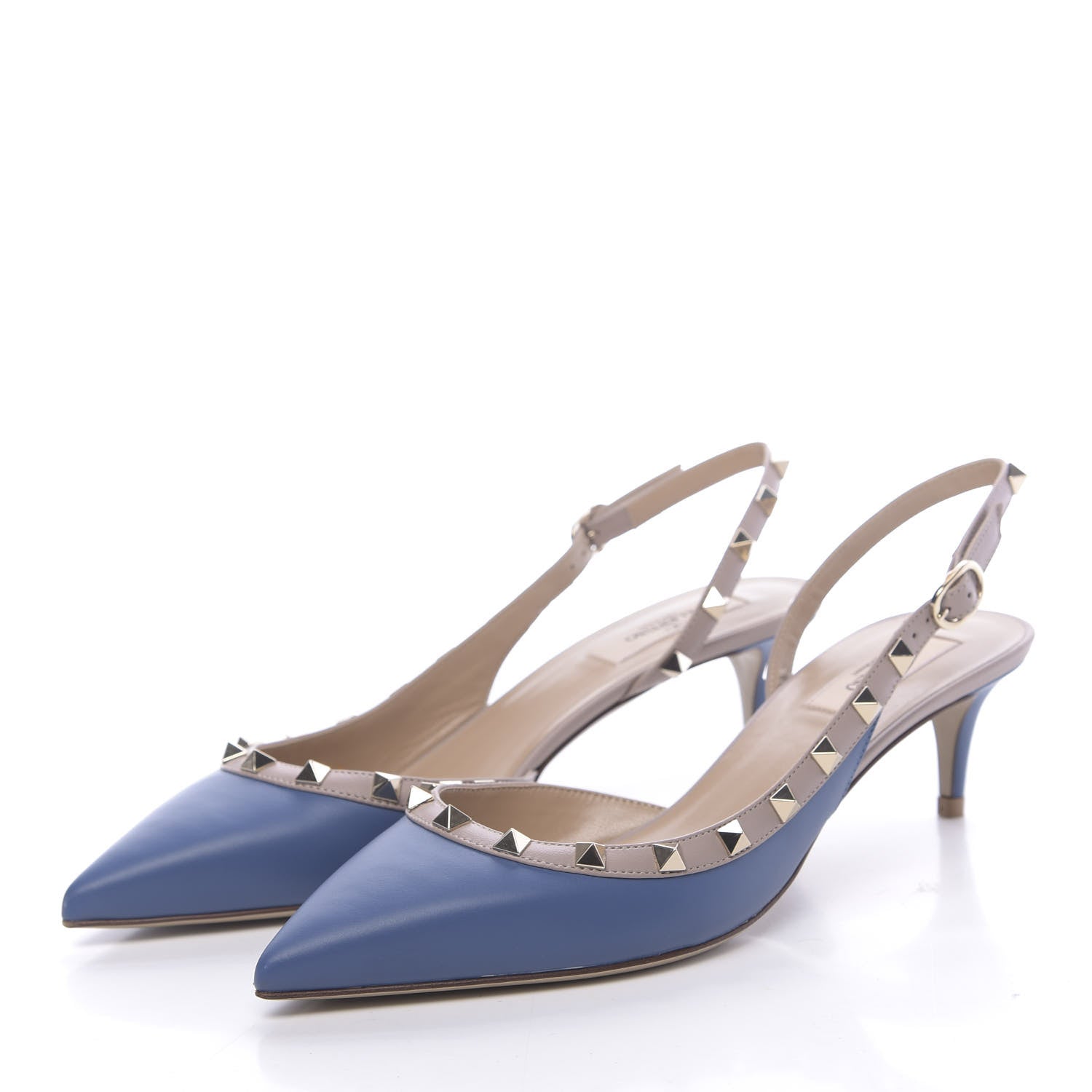 Valentino Garavani Calfskin Nappa Rockstud Half D'Orsay Slingback 50mm Pumps 39.5 Baltique Poudre 3 of 8
