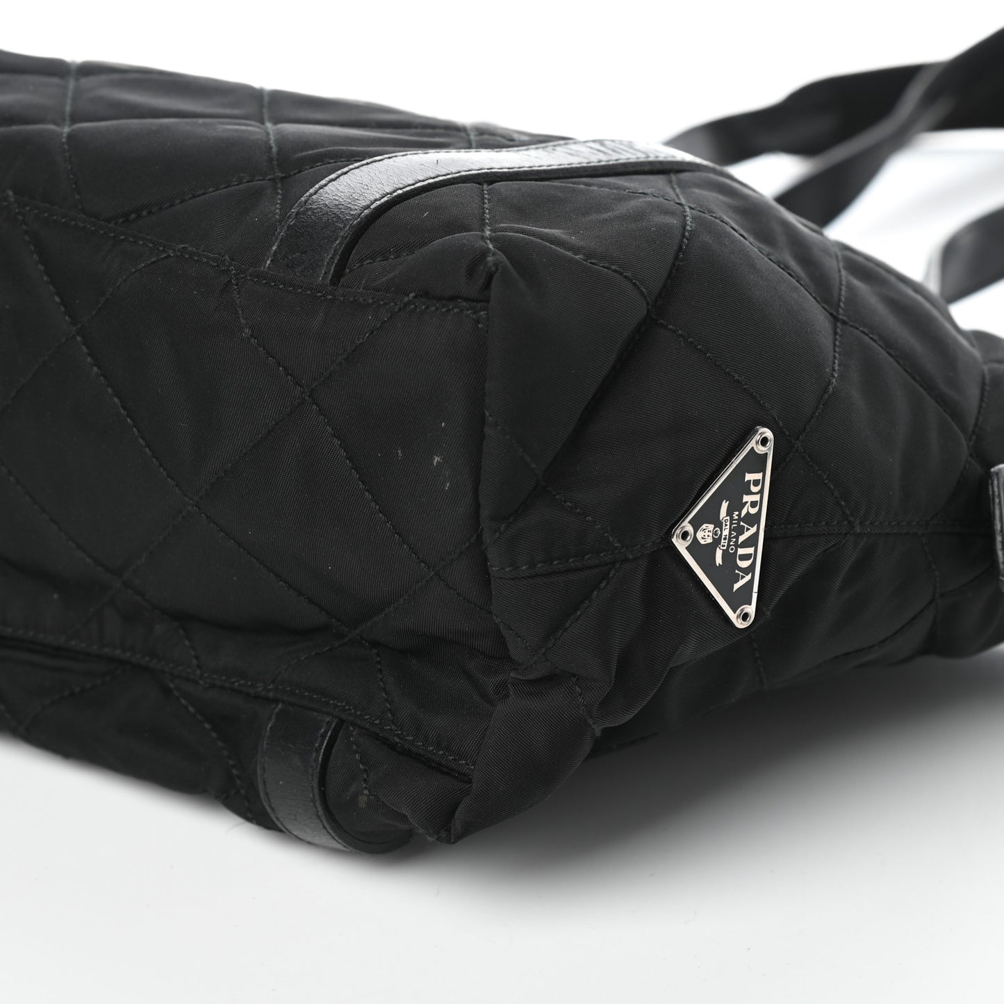 Nylon Tessuto Impuntu Quilted Shoulder Bag Black