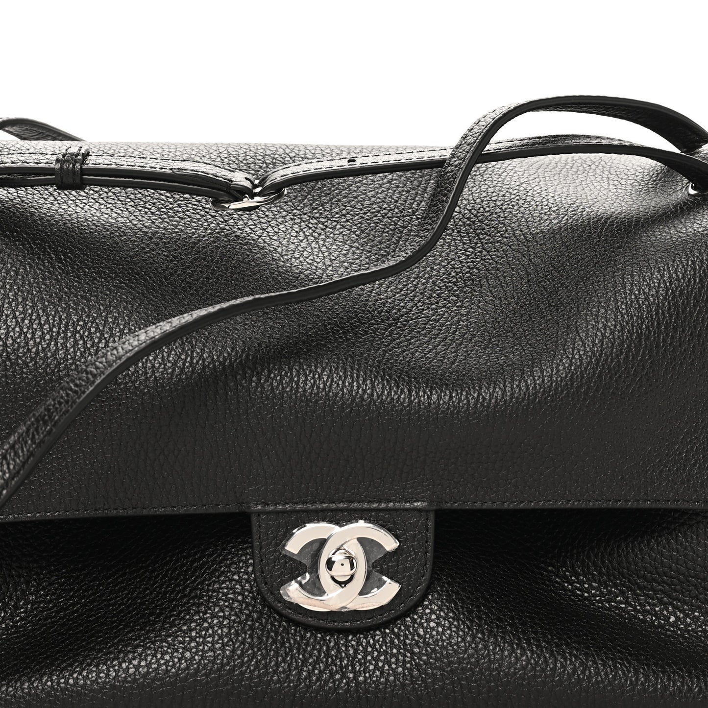 Grained Calfskin Small Souplissimo Maxi Flap Black