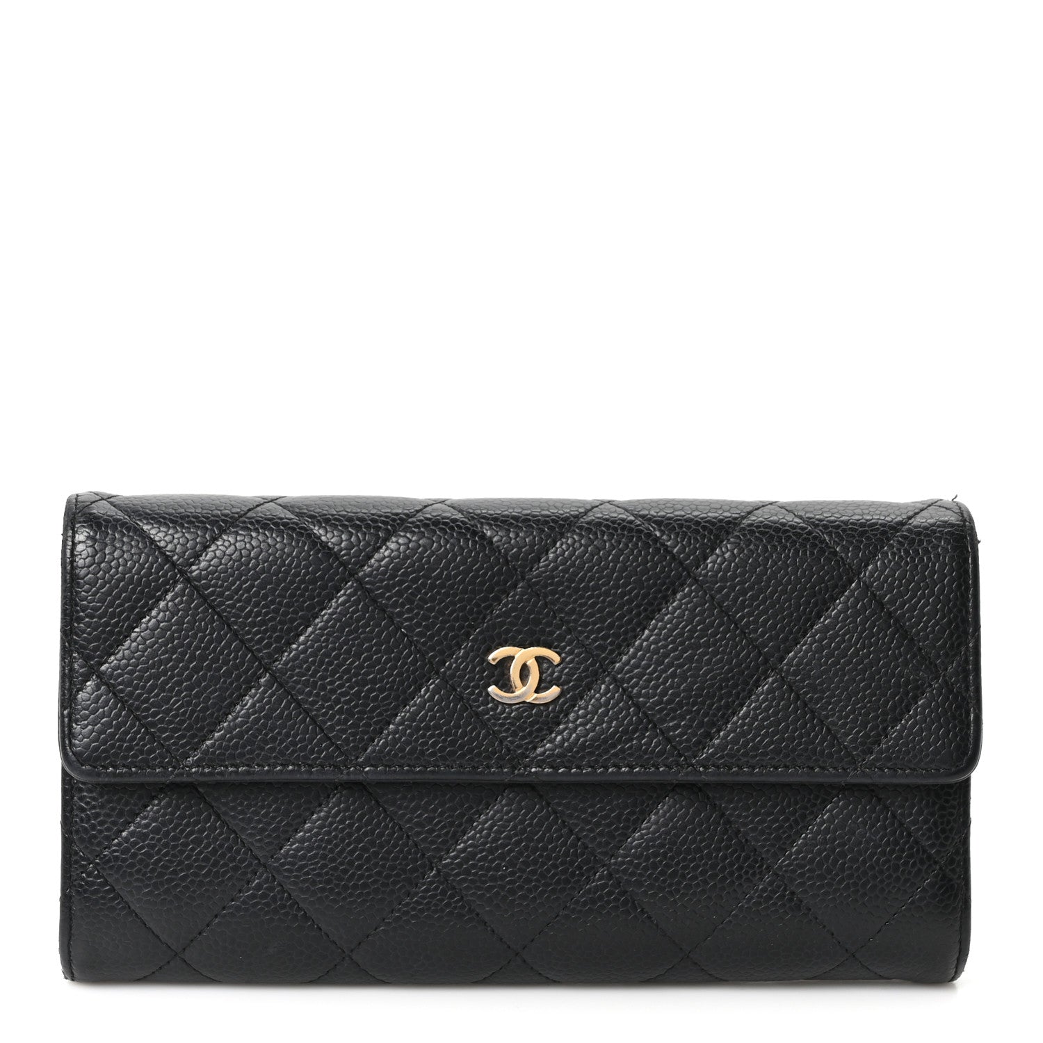 Chanel Caviar Quilted Large Gusset Flap Wallet Black 1 of 10