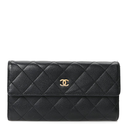 Chanel Caviar Quilted Large Gusset Flap Wallet Black 1 of 10
