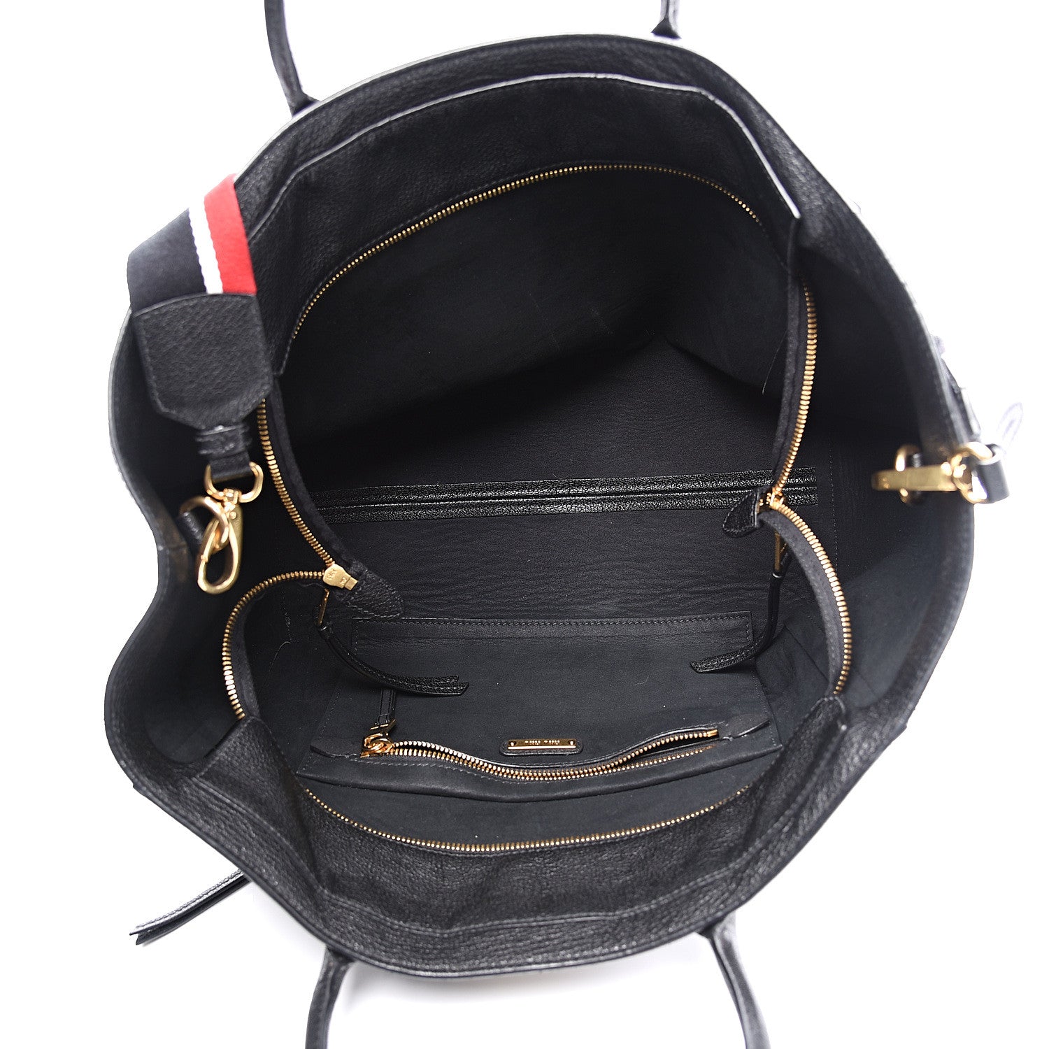 Miu Miu Goatskin Madras Shopper Tote Black 4 of 8