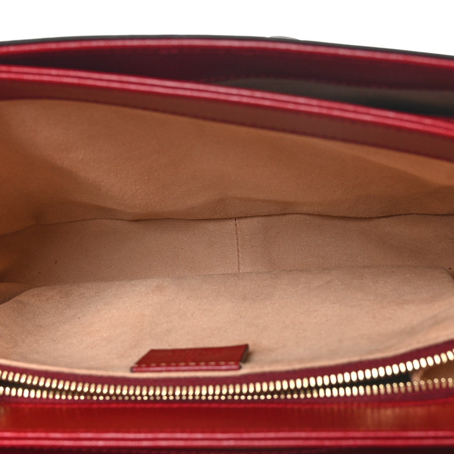 GG Supreme Monogram Azalea Calfskin Horsebit 1955 Shoulder Bag Beige Ebony New Cherry Red